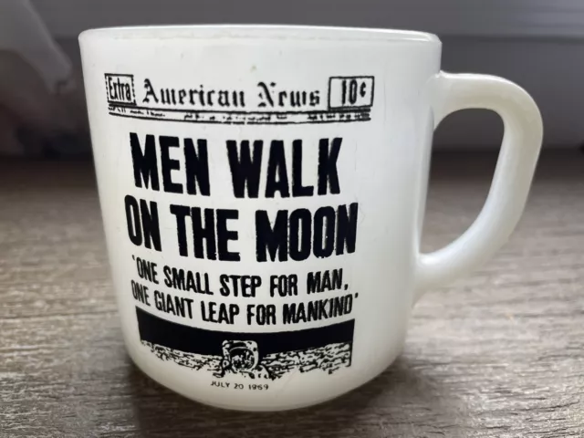 Vintage “Men Walk On The Moon” Milk Glass Cup