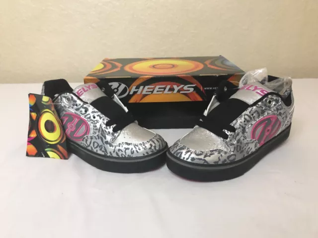 Heelys Youth Girl 770817H Motion Plus Skate Sneakers, -Silver Pink Leopard NWT