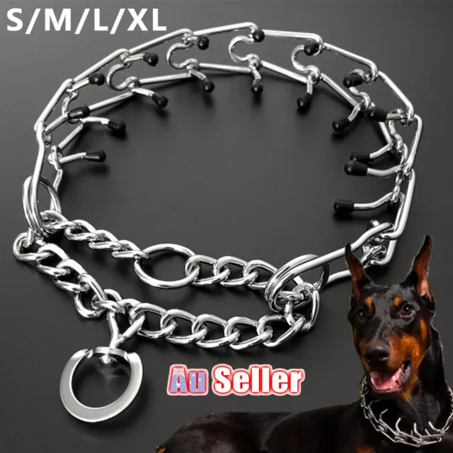 Collar Choke Chain Training Dog S-XL Steel Metal Prong-Pinch Adjustable Necklace