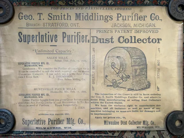c1890 Middlings Superlative Purifier Milwaukee Wis Flour Mills Advertising Sign