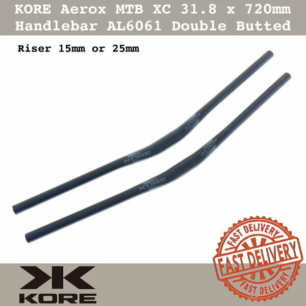 KORE Aerox MTB XC Handlebar 31.8 x 720mm AL6061 Double Butted Riser 15mm/25mm
