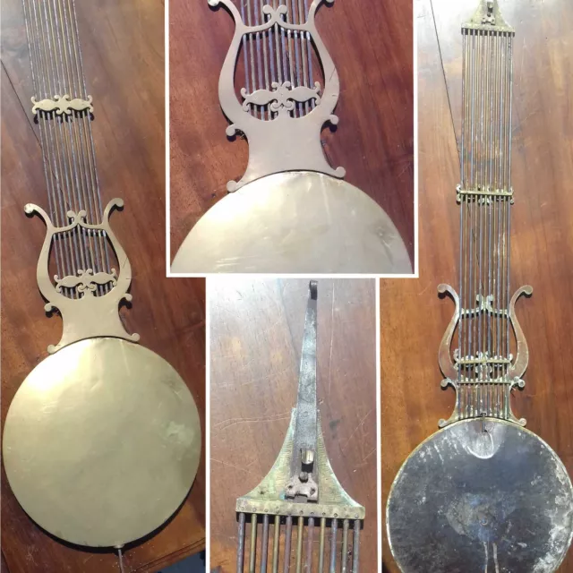 Ancien balancier lyre de comtoise en cuivre, Napoléon III