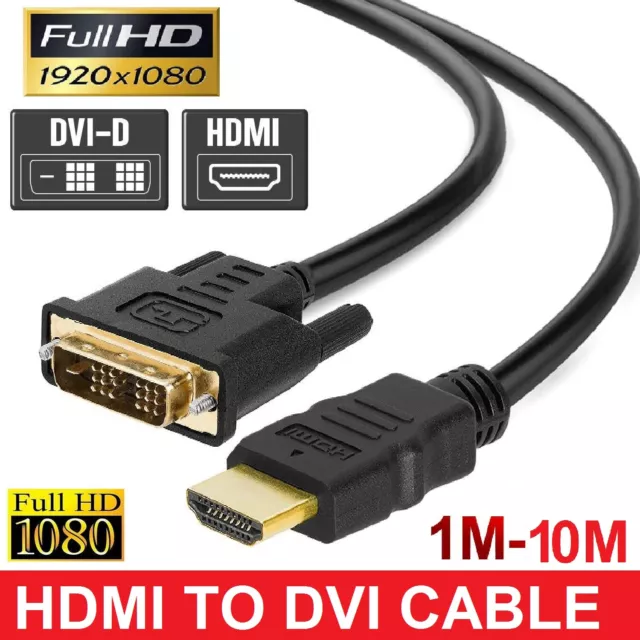 High Speed HDMI to DVI D 24+1 Male Adapter Cable HDTV Projector Laptop Cord Plug