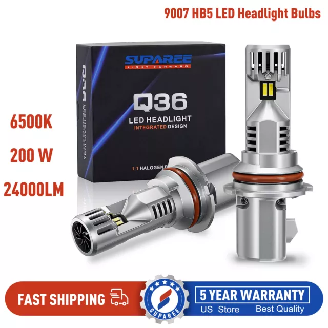 SUPAREE 9007/HB5 LED Headlight Bulbs Kit High Low Beam 6500K Super White Bright