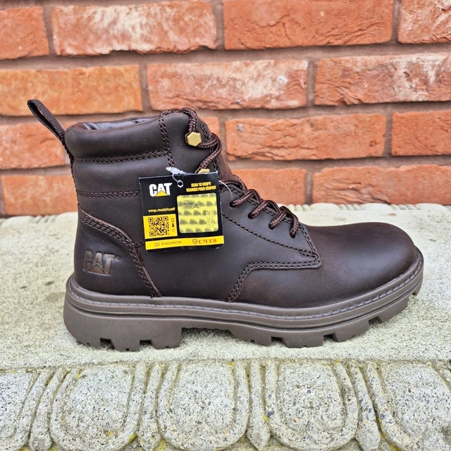 Customer Service Practitioner CAT PRACTITIONER MID Dark Brown Men's Leather Boots Size 6 New RRP £140 ...