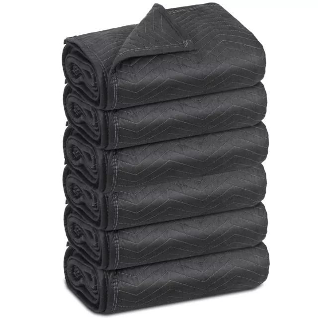 Moving Blankets 80"x72" Pro Economy 6 Pack Shipping Furniture Pads Quilted Black