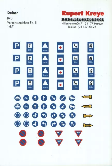 H0 Verkehrszeichen BRD (Teil 2), Siebdruck von Kreye-Decals, 087-0165