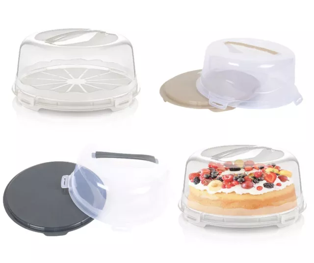 Plastic Cake Box Round Cake Storage Carrier Container Clear Lockable Lid Cov