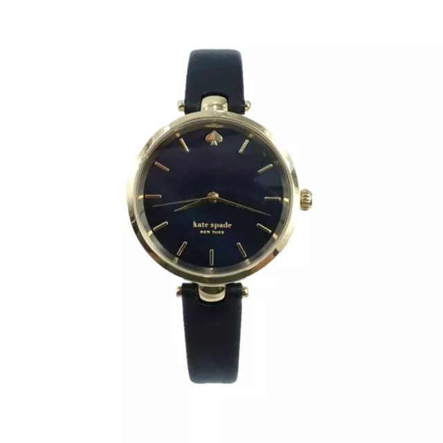 Kate Spade Ksw1584 Gold With Black Dial/Genuine Leather Band Women's Watch 34Mm