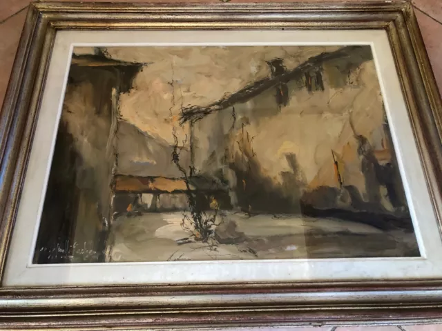 Gaetano Spinelli oil painting Lombard periphery 1969 with frame 91x71 cm Gaetano Spinelli oil painting Lombard periphery 1969 with frame 91x71 cm
