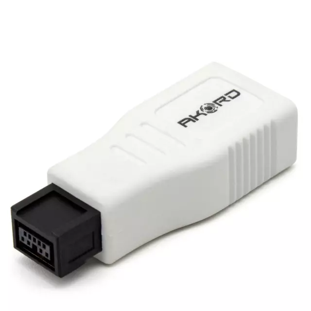 AKORD FireWire 400 to 800 6 Pin to 9 Pin Male Adapter - White