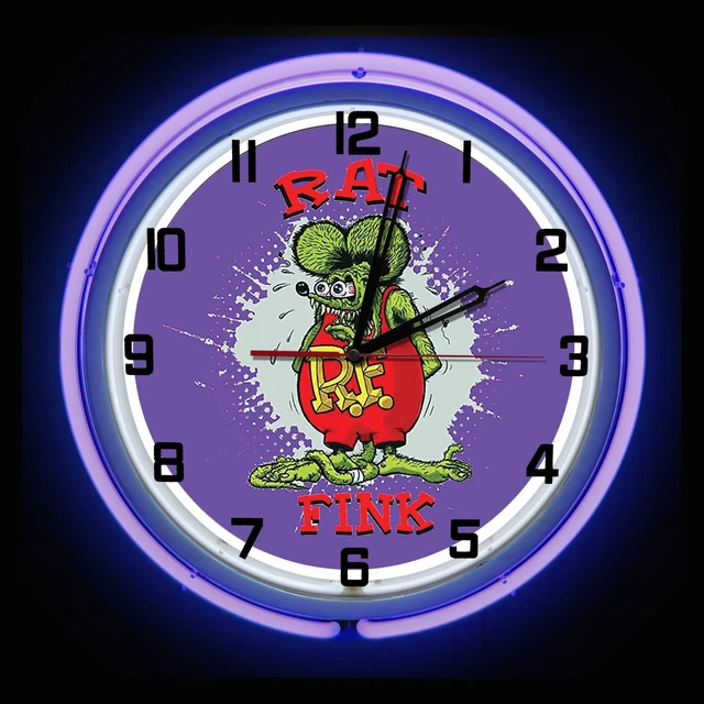 15" Rat Fink Sign Purple Double Neon Clock