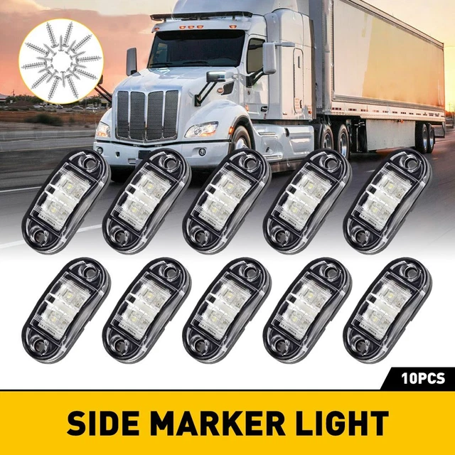 10x Pure White LED Light Thin Clearance Side Marker Light Lamp 2.5" Bright NUS