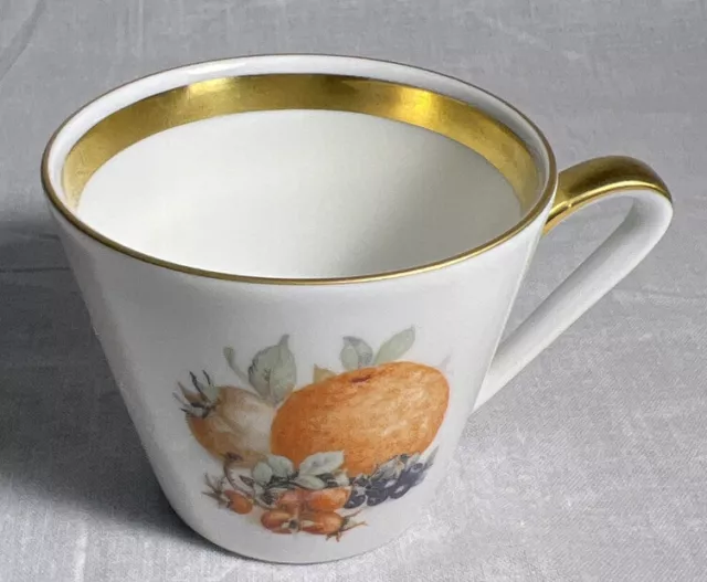 Vintage Teacup Bareuther Waldsassen Bavaria Germany Fruit Gold