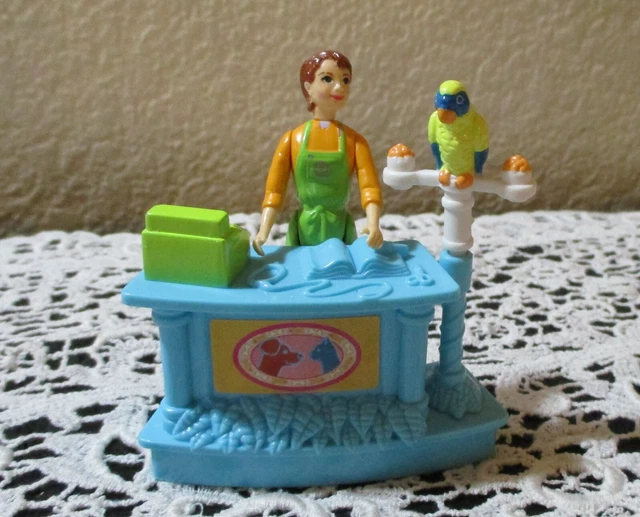 Fisher Price Sweet Streets Pet Shop Check Out Counter With Parrot & Doll