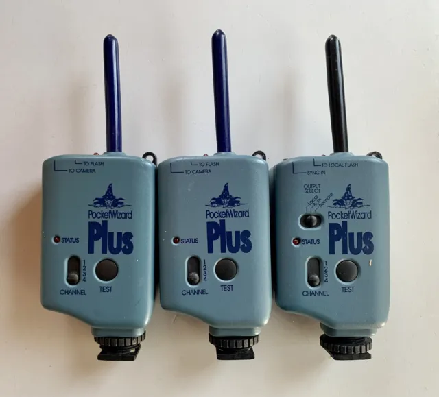 Pocket Wizard Plus, 2 receptores, 1 transmisor. Buen usado, probado funcionando.