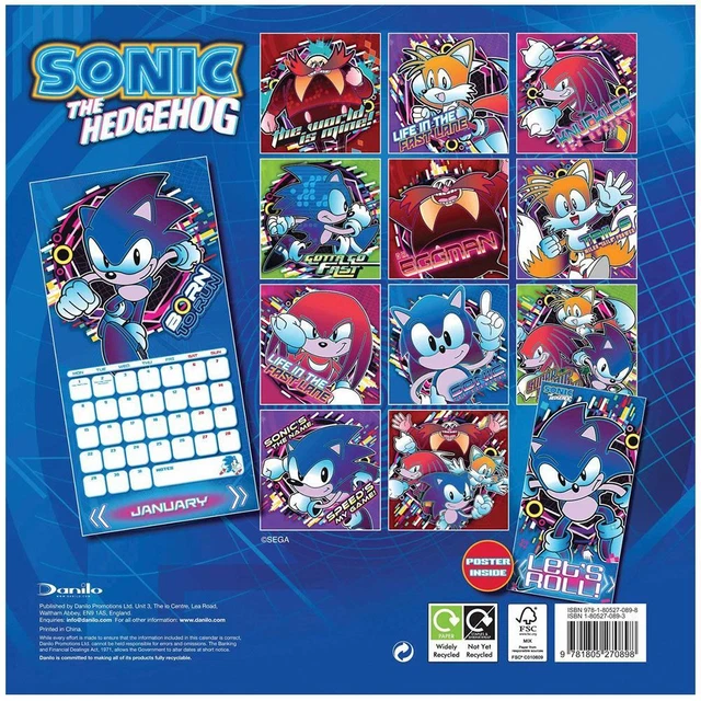 SONIC THE HEDGEHOG Square Calendar 2024 £11.40 PicClick UK