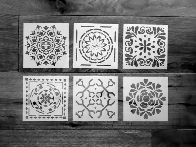 Juego de 6 plantillas mandala n.o 42 Shabby chic Art Nouveau mandala pintura muebles