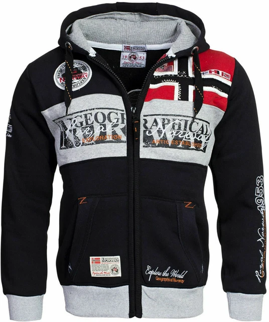 Felpa Con Cappuccio Geographical Norway GYMCLASS - Uomo, Blu Navy, Tasca Marsupio, 100% Poliestere - Foto 2