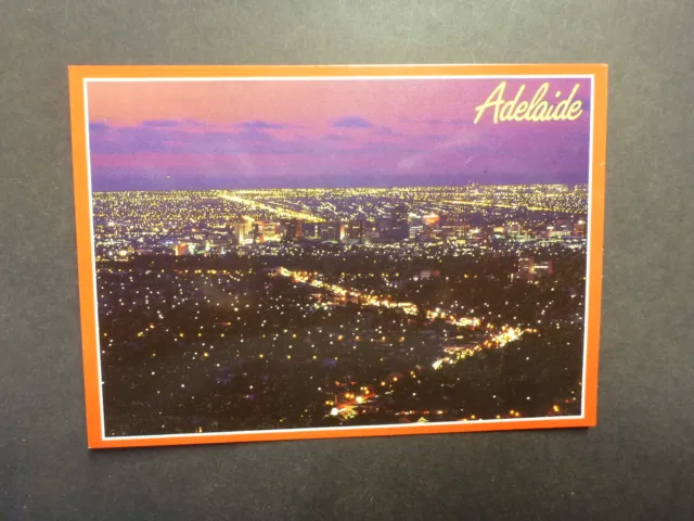 Retro Australian Postcard- Adelaide Aerial View By Night