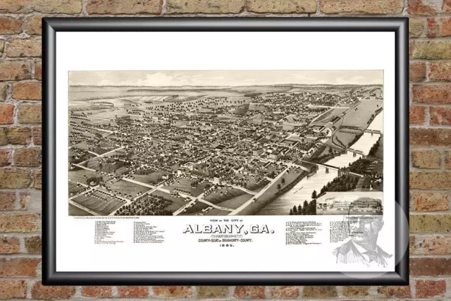 Old Map of Albany, GA from 1885 - Vintage Georgia Art, Historic Decor