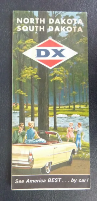 1964 North Dakota South Dakota road map DX  D-X oil gas