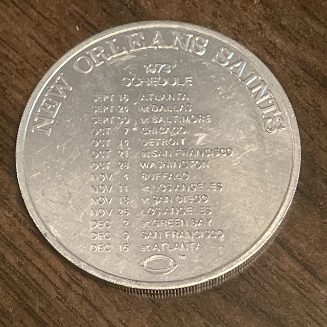 1973 New Orleans saints schedule mardi gras doubloon coin johnnie walker scotch