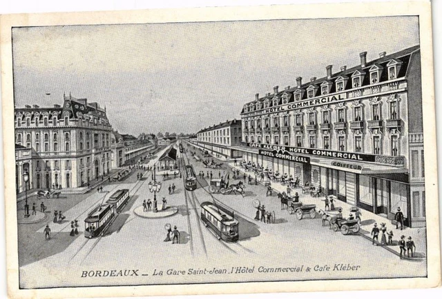 CPA BORDEAUX-La Gare St-JEAN l'Hotel Commercial & Cafe Kléber (176963)