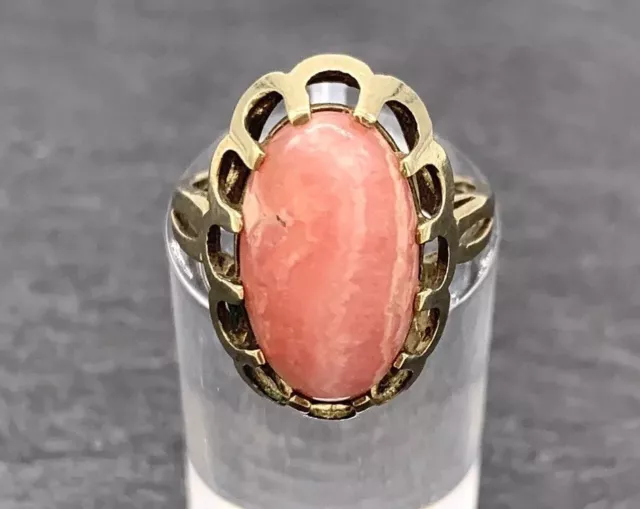 333 8 Carat Bague or Avec Rhodocrosite, Taille de au Choix 49, Femmes, Bon État