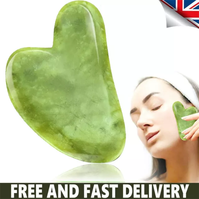 Natural Jade Gua Sha Stone Board Face Massager Tool Facial Scraper For All Skin