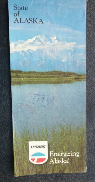 1968 Alaska  road  map Tesoro oil  gas