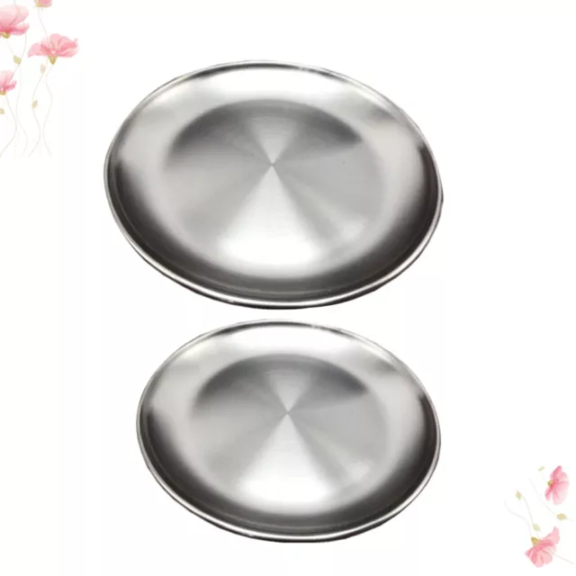 2 Pcs Stainless Steel Metal Plate Dessert Dishes Plates Food Plates