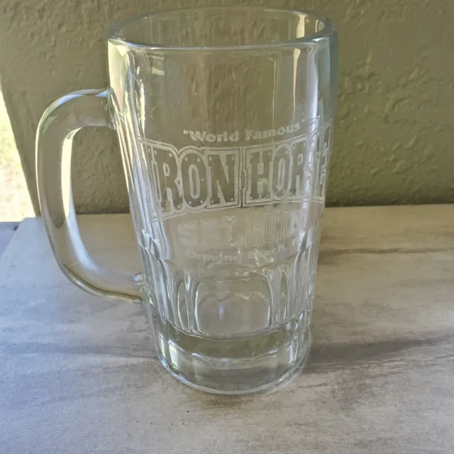 Iron Horse Saloon 12 Oz Clear Glass Beer Mug Ormond Beach Florida Weighs 24 Oz.