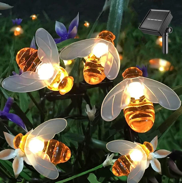 Solar String Lights 20LED Outdoor Waterproof Simulation Honey Bees Dec