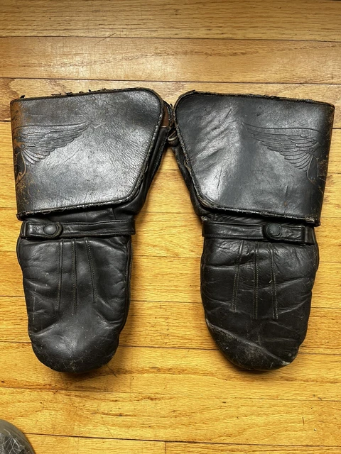 Vintage Buco Harley knucklehead panhead black leather motorcycle ￼gauntlet style