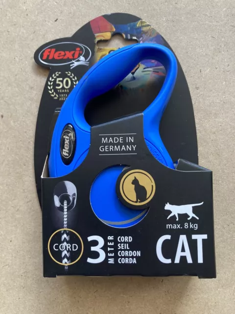 Flexi Retractable Cat Lead Leash 3 Metres Up To 8Kg Max Blue
