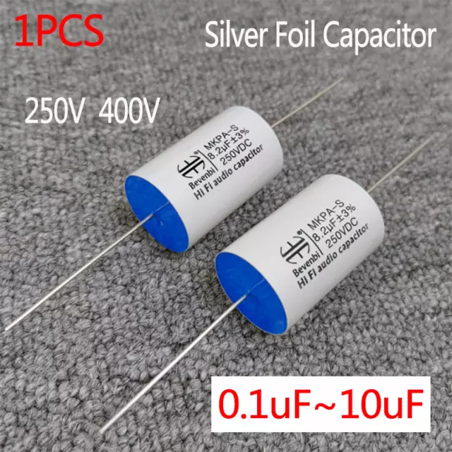 1 PCS For 250V 400V Silver Foil Capacitor 0.1uF-10uF HIFI Audio Capacitor MKPA-S