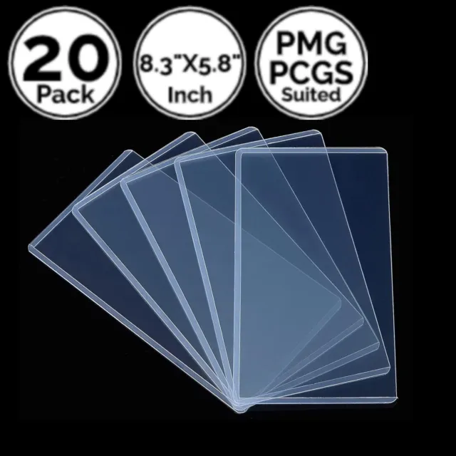 20 Pack 8.3 x 5.8 RIGID Graded Paper Money Currency Toploader Sleeves 4 PMG PCGS