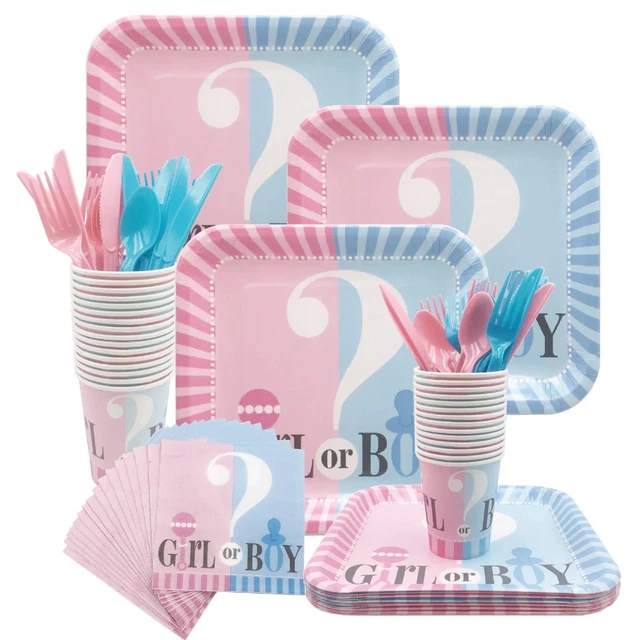 Gender Reveal Party Deko Babyparty Babyshower Geschirr 16 Personen