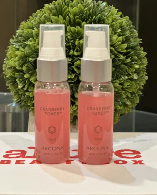 Lot 2 Arcona Cranberry Toner - Travel Size 1 fl oz/30 mL each 2 oz Total - NWOB