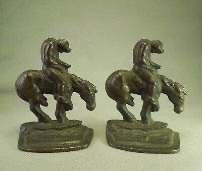 Cast Iron End of the Trail Native American on Horse Vintage Set of Book Ends