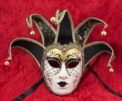 Mask from Venice Volto Jolly Black IN 5 Spikes -disguise And Decoration - 2200