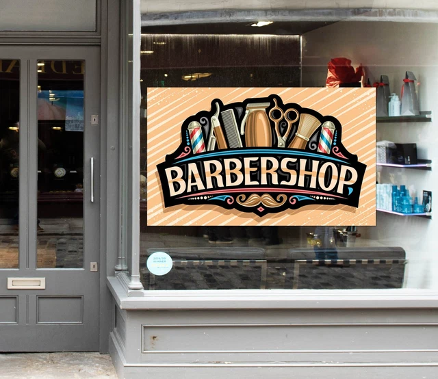 3D MAN HAIR Cut G429 Barber Shop Window Stickers Vinyl Wall Mural ...