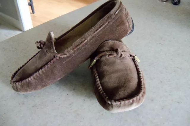 UGG Australia # 1650 Womens US 8 Brown Suede Sherpa lined Moccasin Loafer Flats