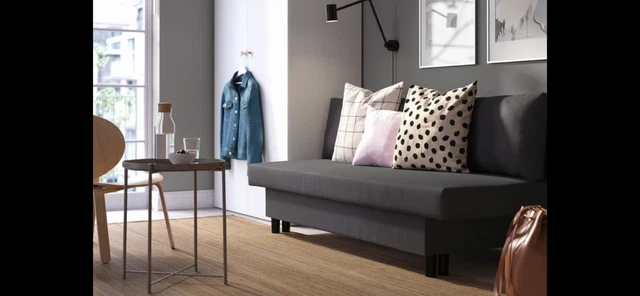 Canapé Convertible Clic-clac 100% Coton Avec Coffre De Rangement Farwest Ii Gris Clair Coussins Contrastes
