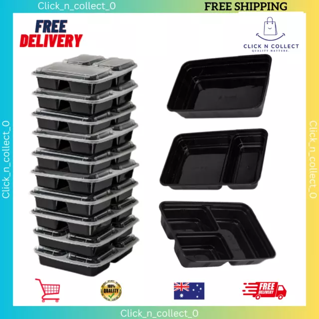 10-Count Meal Prep Containers Plastic Food Storage Trays Lids Solution Lunch Box