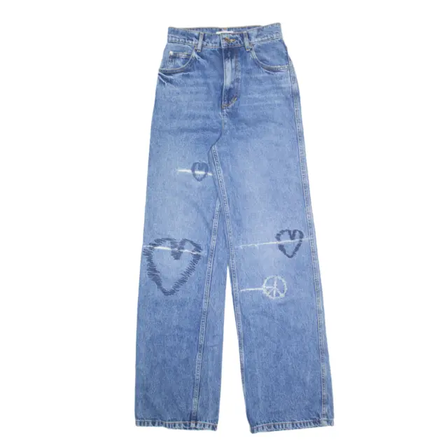 Jeans SANDRO punto cuore denim blu regolari gamba larga W26 L32
