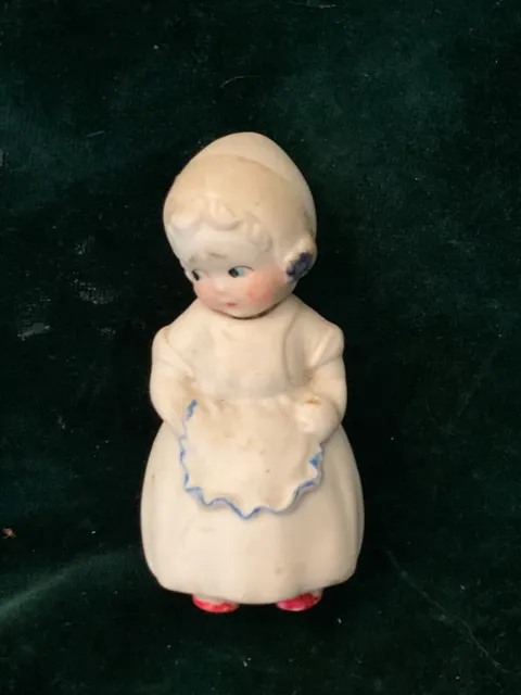 Japan Antique/Vintage all bisque Miniature Nodder Girl Doll