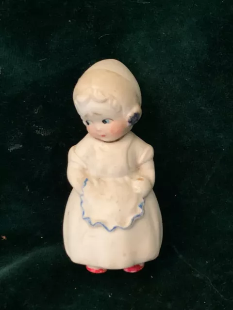Japan Antique/Vintage all bisque Miniature Nodder Girl Doll