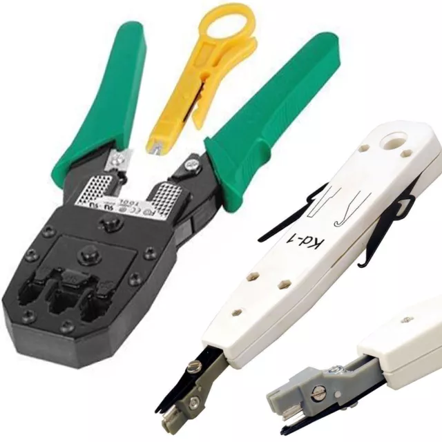 Ethernet Network Kit RJ45 RJ11 Cat5e Cat6 Crimping Crimper KRONE IDC Punch Tool